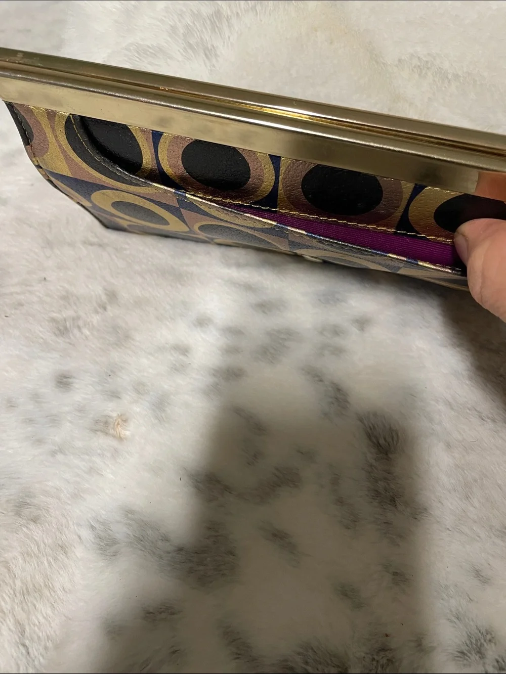 Hobo Gold and Black Geometric Circle Wallet Clutch